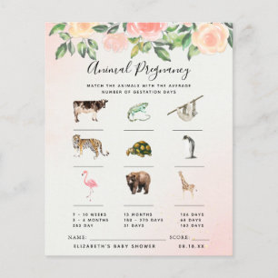 Papier Grossesse Animale   Jeu de Baby Shower