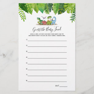 Papier Guess Baby Food Dinosaur Baby shower Jeu