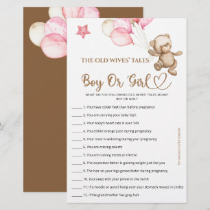 Papier Guess Boy or Girl tales baby shower ours en peluch