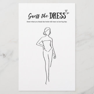 Papier Guess The Dress Game pour Mariage ou Fête des mari