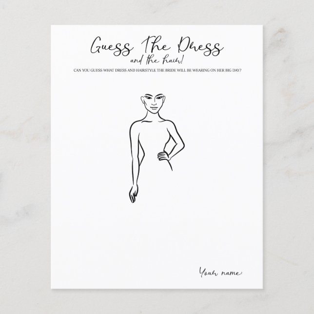 Papier Guess The Dress - jeu pour la fête de la douche nu (Devant)
