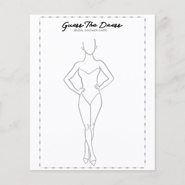 Papier Guess The Dress - jeu pour la fête de la douche nu (Devant)