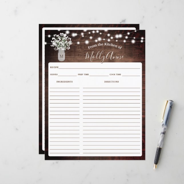 Papier Guirlande de lumières en pot avec Baby's Breath ru (Devant/Arrière en situation)