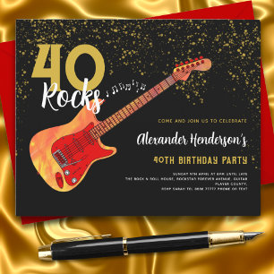 Papier Guitare 40e anniversaire Parties scintillant d'or