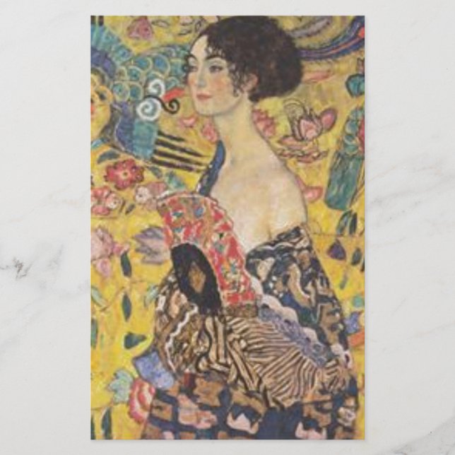 Papier Gustav Klimt - Dame au ventilateur peinture (Devant)