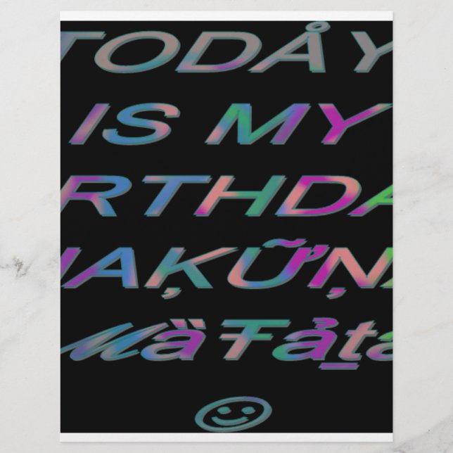 Papier Hakuna Matata Aujourd'hui est mon anniversaire Hak (Devant)