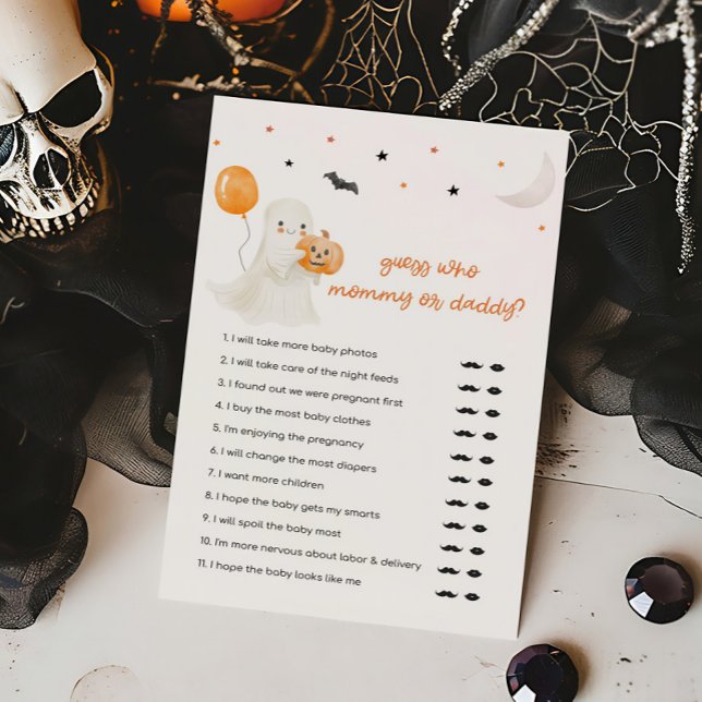 Papier Hallowee Little Boo Devine Who maman ou papa jeu (A Little Boo Baby Shower Guess who Mommy or Daddy Game)