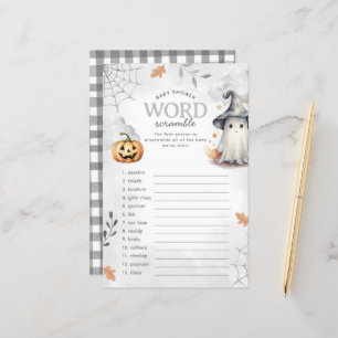 Papier Halloween Ghost Baby shower Word Scramble Jeu