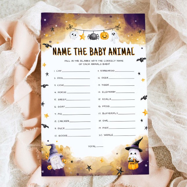 Papier Halloween Nom The Baby Animal Baby shower Jeu (Créateur téléchargé)