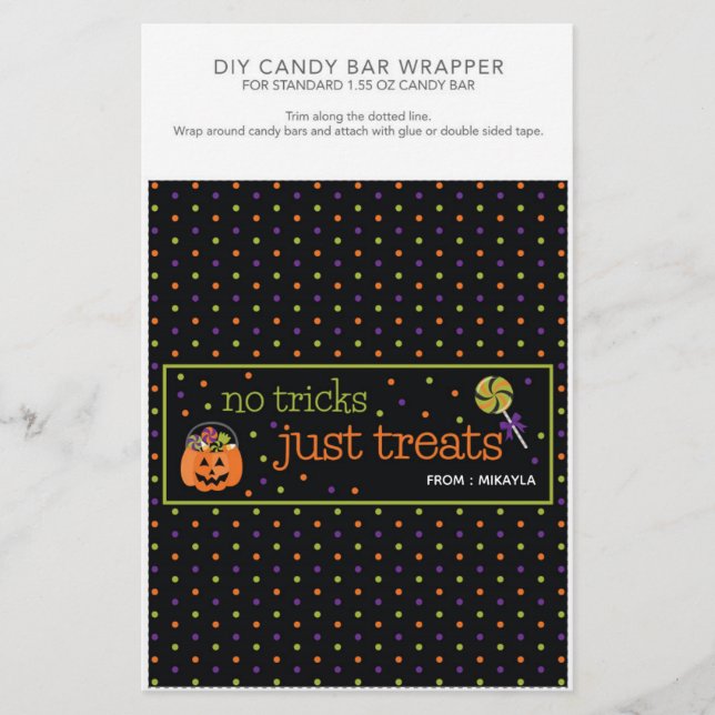 Papier Halloween Party 1,55 oz Candy Bar Wrapper (Devant)