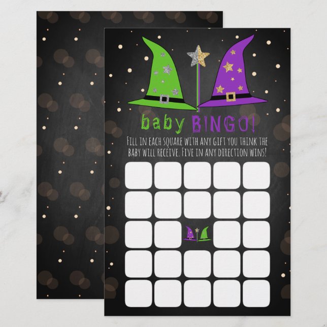 Papier Halloween Sorcière Genre Reveillez Partie Bingo Je (Devant / Derrière)