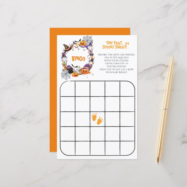 Papier Halloween Tiny Pieds, Jeu de Bingo Éffrayant Sweet (Devant/Arrière en situation)