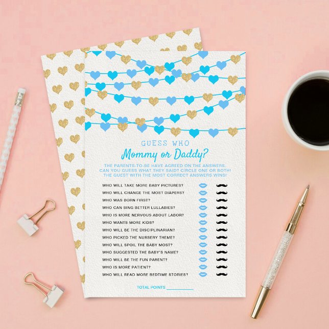 Papier Hanging Love Hearts Baby Shower Guess Who Game (Créateur téléchargé)