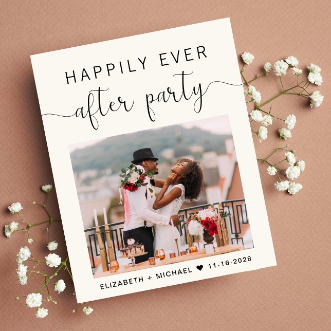 Papier Happily Ever After Photo Wedding Reception Invite (Créateur téléchargé)