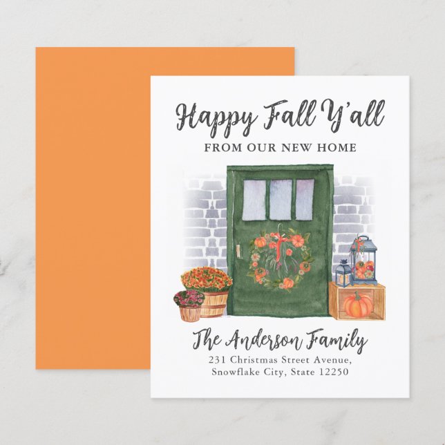 Papier Happy Fall New Home Porte Citrouille Holiday Movin (Devant / Derrière)