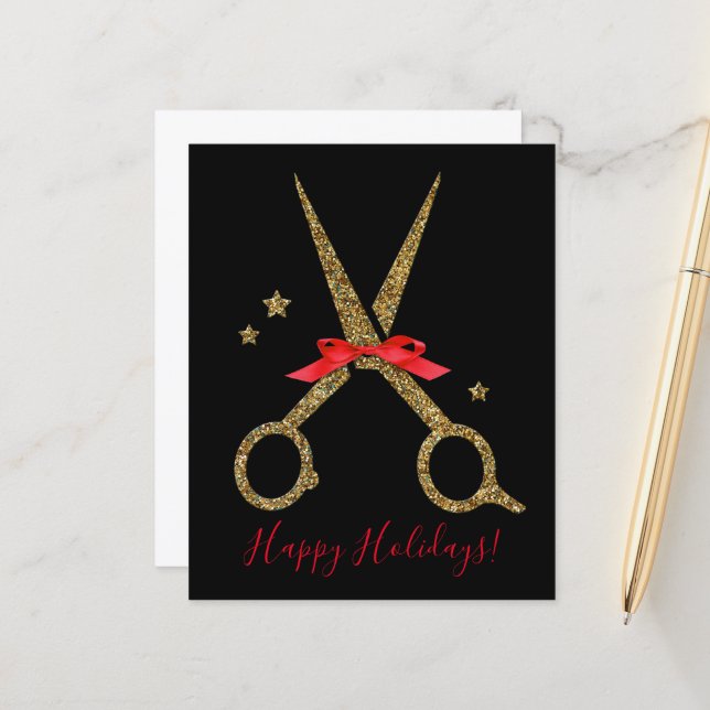 Papier Happy Holidays - Golden parties scintillant Hair S (Devant/Arrière en situation)