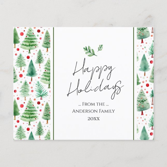 Papier Happy Holidays Watercolor Tree (Devant)