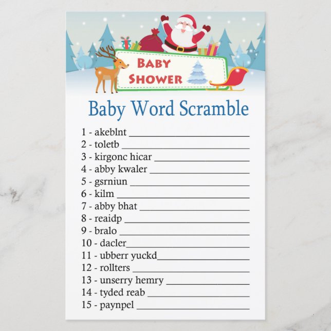 Papier happy père Noël Baby mot scramble jeu (Devant)