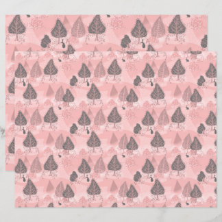 Papier Hares dans la forêt d'automne rose