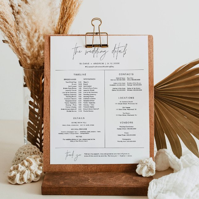 Papier HARLOW Wedding Party Timeline & Info (Créateur téléchargé)