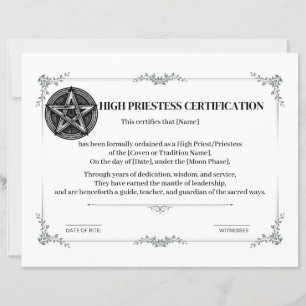Papier Haute certification des prêtres