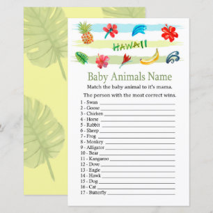 Papier Hawaii Baby Animaux Nom Jeu