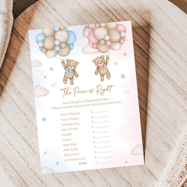 Papier He or She Bear Gender Reveal Price is Right Game (Bear Balloon He or She Gender Reveal Game)