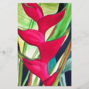 Papier Heliconia Lobster Claw fleur d'aquarelle tropicale