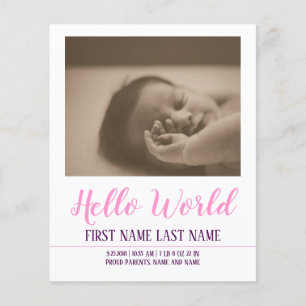Papier Hello World - faire-part de naissance avec photo