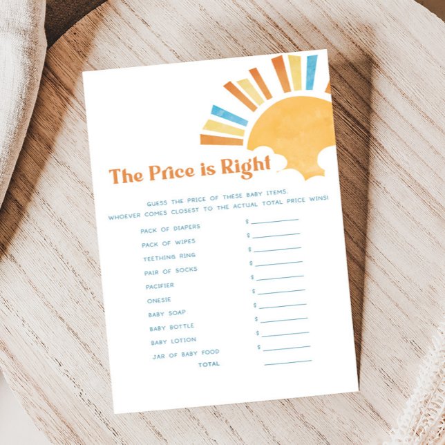 Papier Here Comes the Son Baby Shower Price is Right Game (Here Comes the Sun Baby Shower Game)