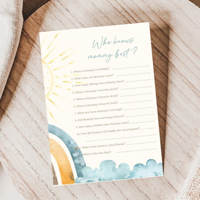 Papier Here Comes The Son Shower Who Knows Mommy Game (Here Comes the Son Baby Shower Game)