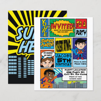 Papier Héros de style comique budget Invitations annivers