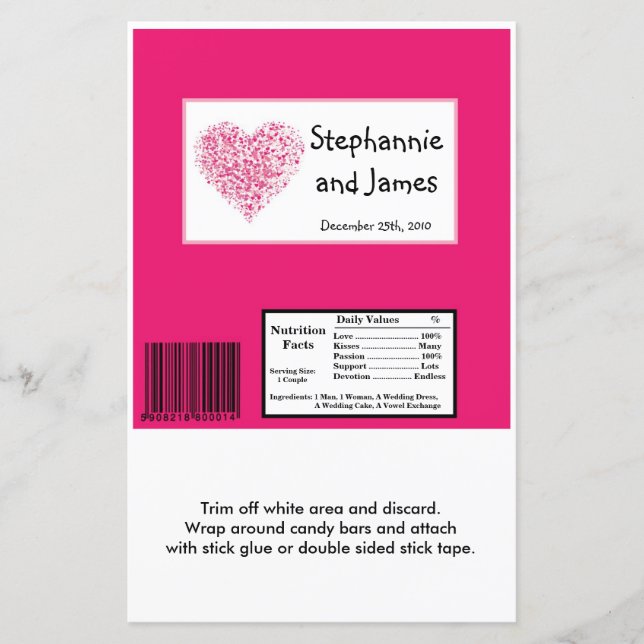 Papier Hershey's Grand Bar Wrapper Pétales Floraux Rose (Devant)