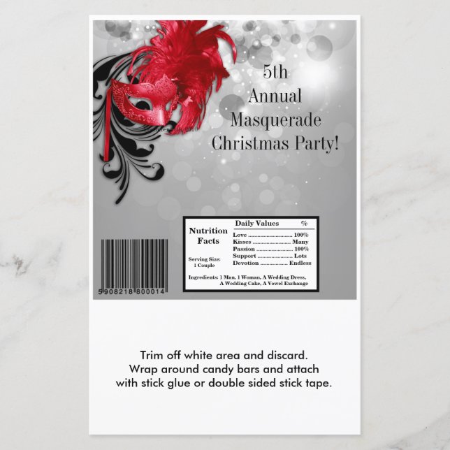 Papier Hershey's Grand Bar Wrapper Red Masquerade Masque (Devant)