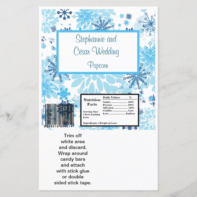 Papier Hershey's Large Bar Wrapper Blue Tree / Snowflake (Devant)