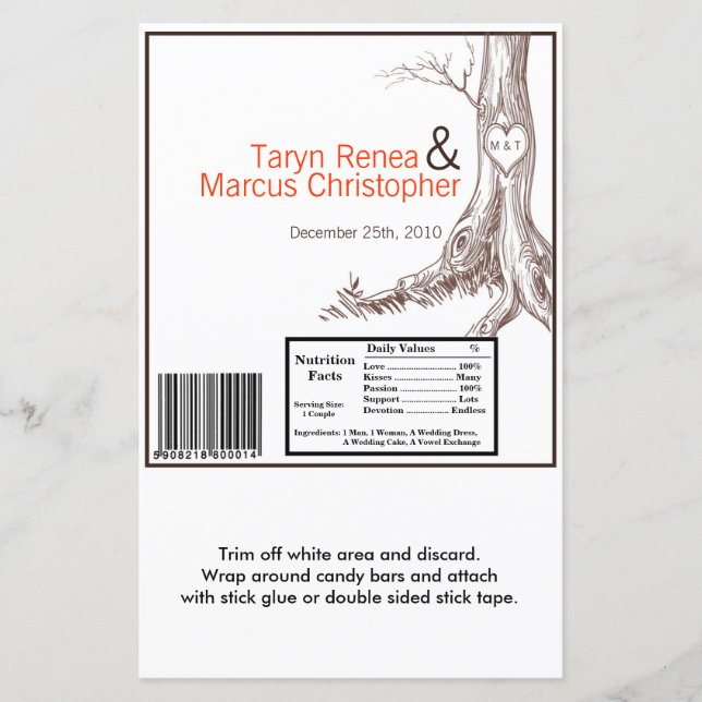 Papier Hershey's Large Bar Wrapper Fall Tree Initial Carv (Devant)