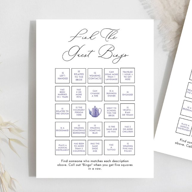 Papier Heure Pour Le Thé Trouver L'Invité Jeu De Bingo (Créateur téléchargé)