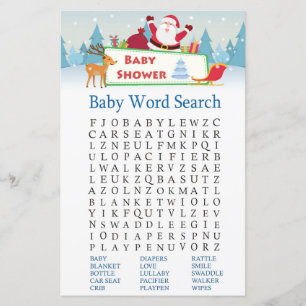 Papier heureux père Noël Baby shower Word Search Jeu