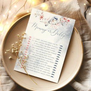 Papier Hiver bleu poussiéreux jeu de baby shower maman ou
