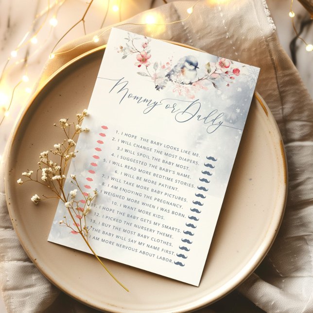 Papier Hiver bleu poussiéreux jeu de baby shower maman ou (Créateur téléchargé)