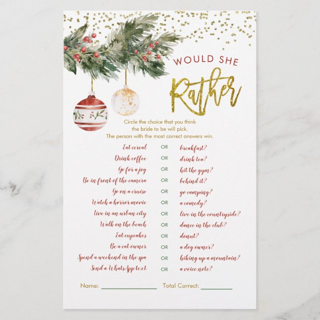 Papier Hiver Deck les Halls nuptiale elle préfère (Devant)