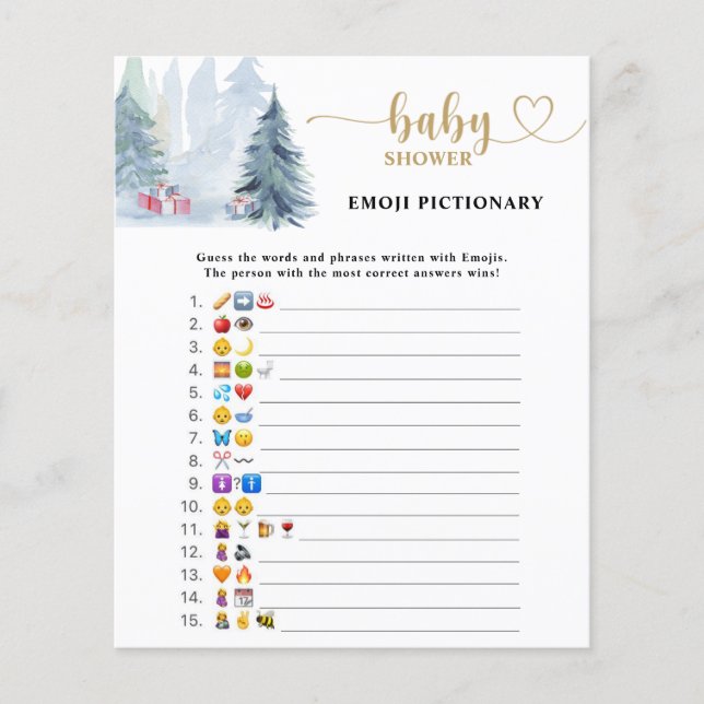 Papier Hiver Emoji jeu photo baby shower (Devant)