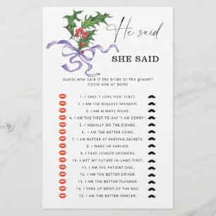 Papier Hiver Il dit qu'elle a dit jeu de douche nuptiale