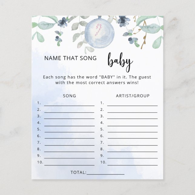 Papier Hiver nom que chanson jeu de baby shower (Devant)