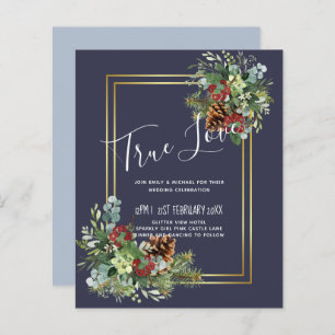 Papier Hiver Red Berries Pine Cones Mariage