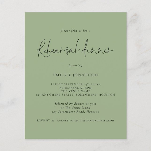 PAPIER | Hochzeitliche Probe Abendessen Sage Green (Vorne)