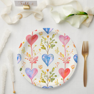 Papier Hochzeitsplatte/Duschherzen Pappteller