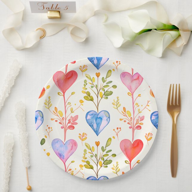 Papier Hochzeitsplatte/Duschherzen Pappteller (Hochzeit)