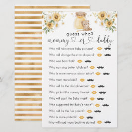 Papier Honey Bear Baby shower "Devinez Qui" Jeu
