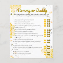 Honey Bee Baby shower maman ou papa jeu